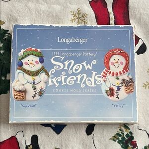Longaberger Snow Friends Cookie Mold with Festive Red and Green